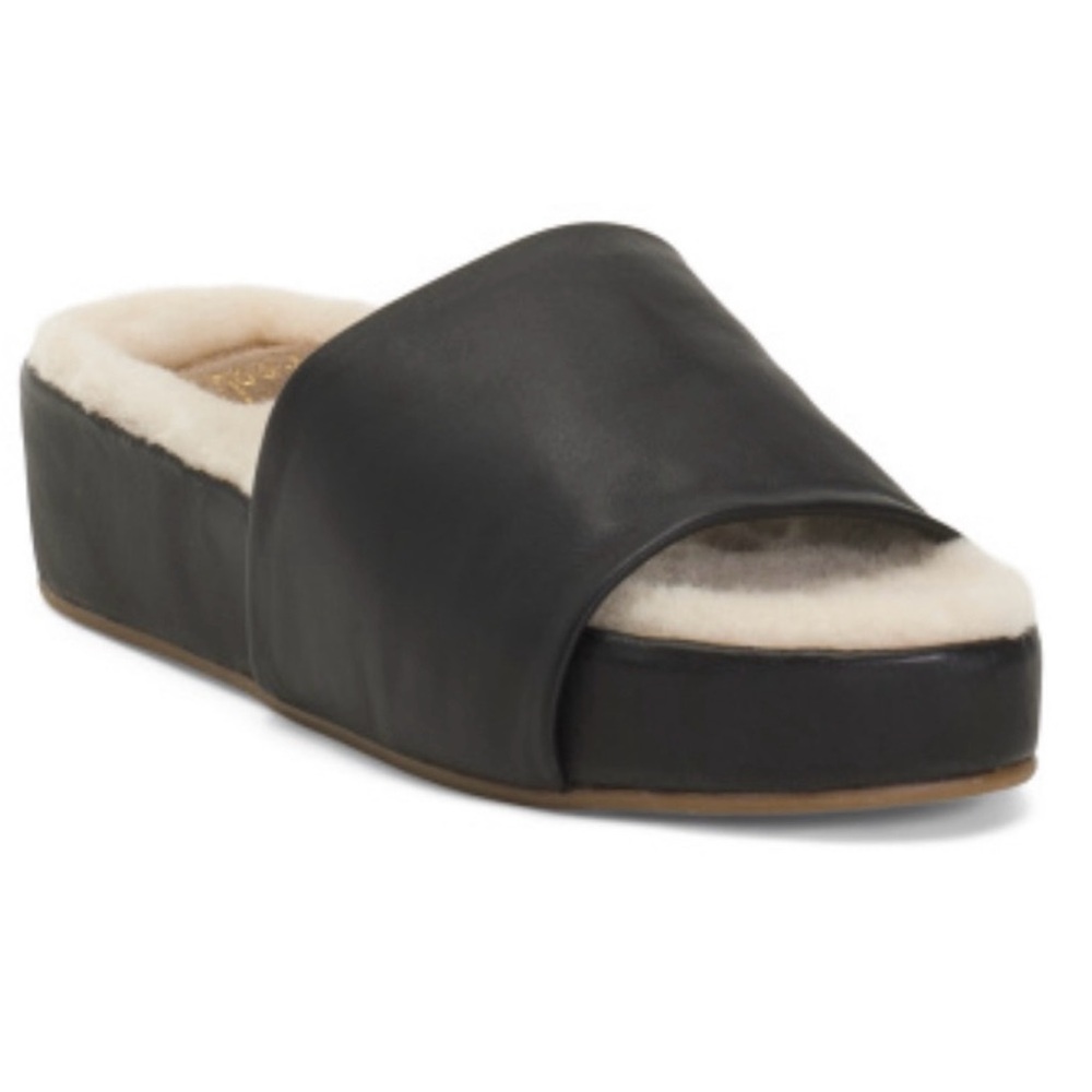 Beek Pelican Platform Slides with Shearling / Anthropologie